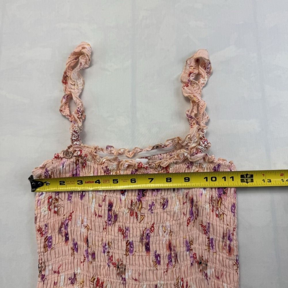 Women's Boho Floral Smocked Maxi Dress Pink Sleeveless Cottagecore M - Picture 3 of 6
